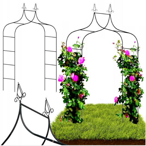 Perg-N6078 Metal Arch Garden Pergola for Roses, Flowers, and Climbing Plants, 240 cm
