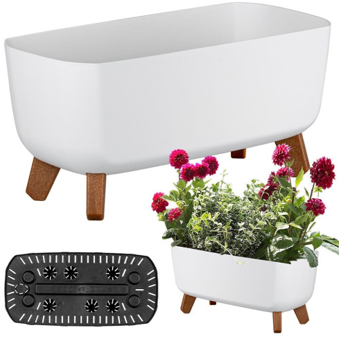 DGCL400-S449 Garden Planter, White "Gracia Case" Pot with Legs