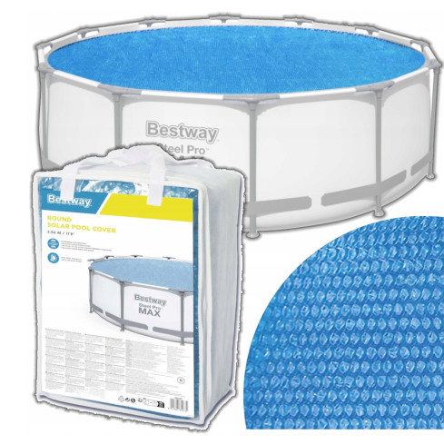 58242 Solar Pool Cover, Pool Cover, Tarpaulin, Pool Mat, 366 x 396 cm, Bestway 58242
