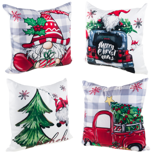 TG76505-KPL SVÁTEČNÍ DEKORAČNÍ POVLAKY NA POLŠTÁŘKY ZIP 45X45CM SADA 4KS.