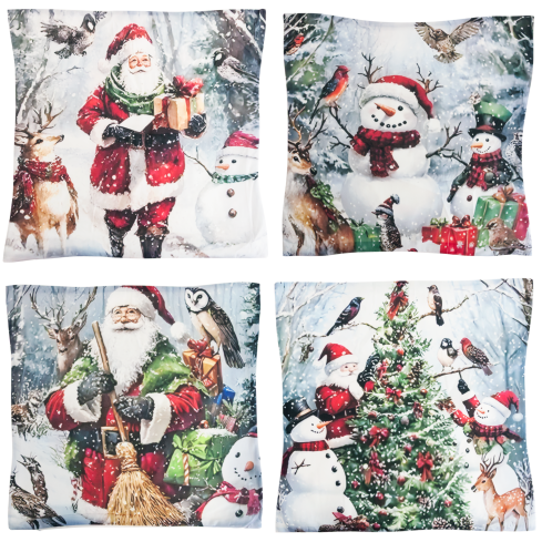 TG80101-KPL SLAVNOSTNÍ POVLAKY NA POLŠTÁŘE 4KS VÁNOČNÍ DEKORAČNÍ POLŠTÁŘE