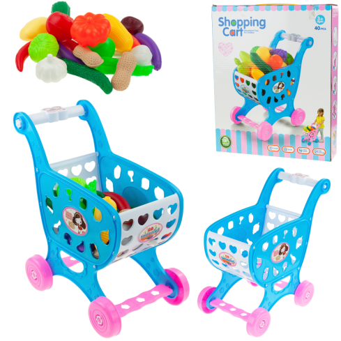 TG55704 EINKAUFSWAGEN EINKAUFSKORB MIT ZUBEHÖR OBST GEMÜSE SUPERMARKT