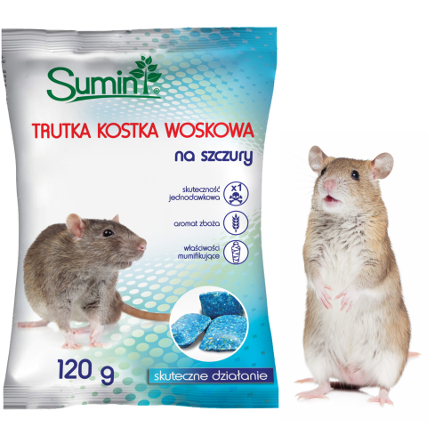 SUM63 Sumin Mouse and Rat Poison, Wax Block, 25 ppm, 120 g