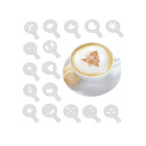 TG66809 SCHABLONEN FÜR DIE DEKORATION KAFFEE KUCHEN DESSERTS 16PCS LATTE CAPPUCCINO