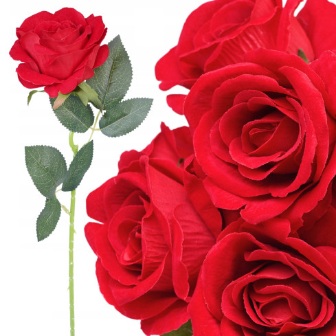 CV17916-10 EINZELNE ROSE SAMT WIE LEBEN KÜNSTLICH KASTANIENBRAUN