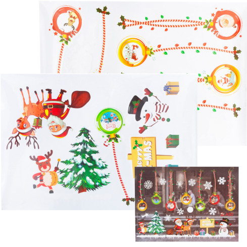 TG69421 GROSSER FENSTERAUFKLEBER GLASFENSTERDEKORATION WEIHNACHTSDEKORATION