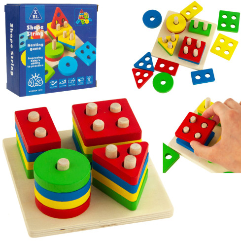 TG50018 Wooden Shape Sorter Toy Building Blocks Puzzle