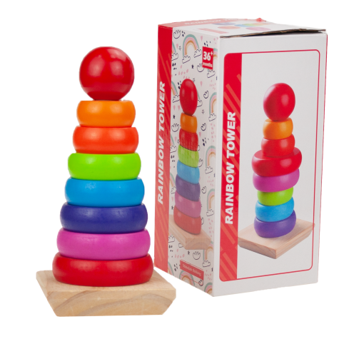TG50038 Montessori Pyramid Sorter Tower Wooden Blocks