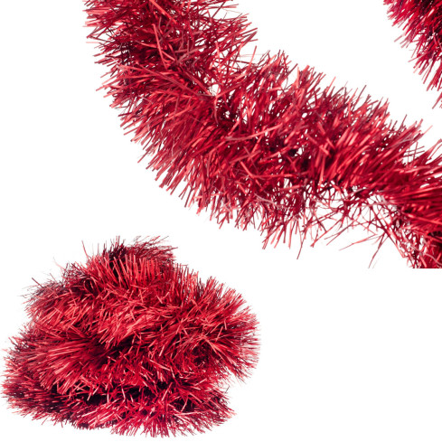 TG76146-2 WEIHNACHTSBAUMKETTE ROT METALLIC 2 METER DICK FÜR EINEN WEIHNACHTSBAUM