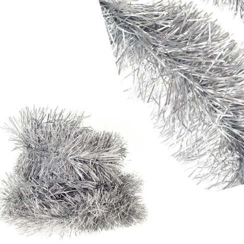 TG76146-6 WEIHNACHTSBAUMKETTE SILBER DICK 2M FÜR WEIHNACHTSBAUM METALLISCH DICK