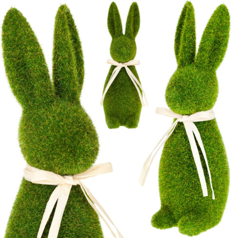 TG55591 beflockter Hase Osterhase Dekoration 40cm