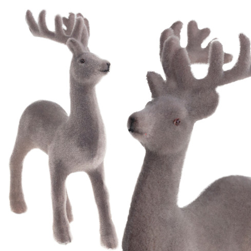 TG56927-10 flocked plastic reindeer