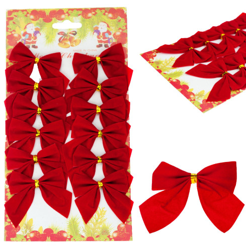 TG59784 BÖGEN SAMT BÖGEN WEIHNACHTSBAUMSCHMUCK ANHÄNGER SATZ VON 12PCS DRAHT