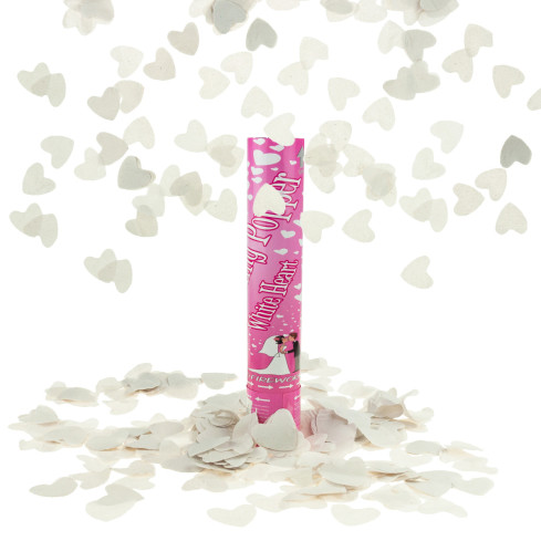 TG60120 Confetti Shooter Tube with White Hearts for Weddings, Valentine's Day, and Weddings