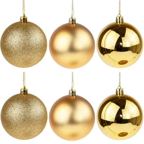 TG63127-2 vánoční stromeček ozdoby zlaté 8CM 6ks sada dekor nelepí strobe