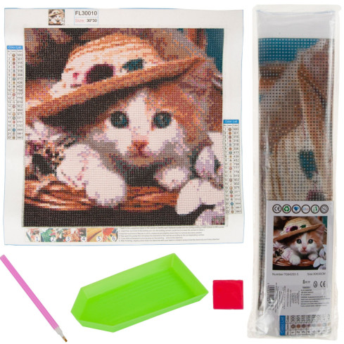 TG64203-5 DIAMANT-STICKEREI KITTY KATZE 3D MALEREI