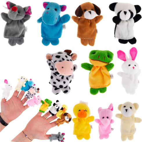 TG64638 PLÜSCH-FINGERPUPPEN 10 STK. ZOOTIERE