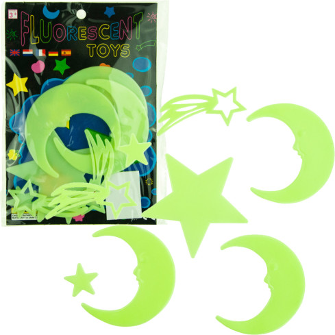 TG66304 Fluorescent Star Stickers: Glowing Stars and Space Sticker Set