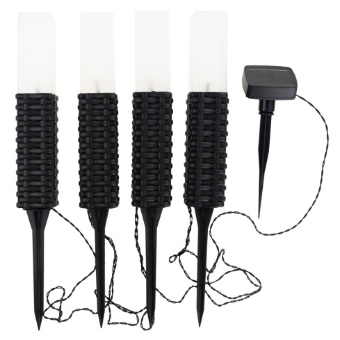 TG66774 SOLAR GARTEN LAMPE RATTAN LED LEUCHTEN 4PCS POL ANGETRIEBENES SOLARPANEL