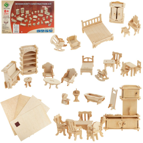TG67315 Puppenhausmöbel aus Holz 34 Stück