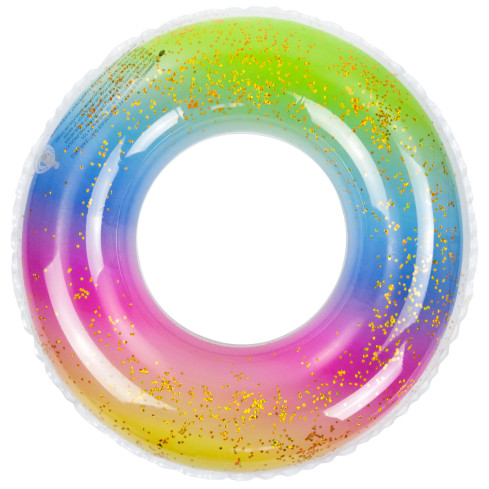 TG67354 Inflatable Swimming Ring, Rainbow Glitter, for Kids