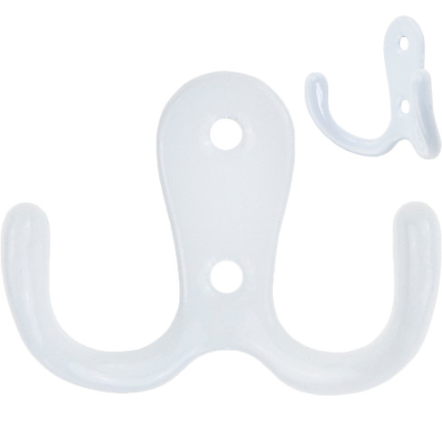 TG67387-1 Garderobenhaken doppelt weißes Metall für Garderobe Garderobe