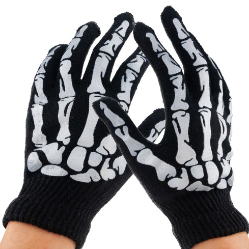 TG70218 HALLOWEEN HANDSCHUHE SKELETT KOSTÜM VERKLEIDUNG UNIVERSAL GRÖSSE
