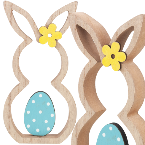 Rabbit figurine, wooden ornament, hare figurine, decorative Easter eggs