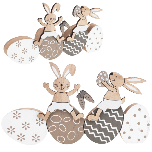 Rabbit and Easter egg figurine, wooden ornament, hare figurine, decorative Easter eggs
