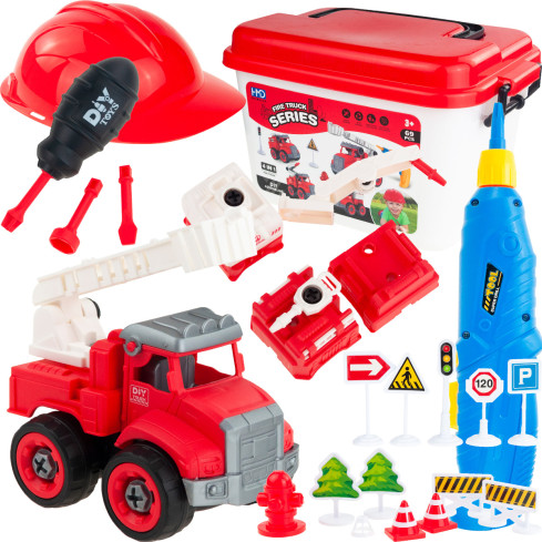 TG71069 KLEINER FEUERWEHRMANN SET KLEINER FEUERWEHRMANN FAHRZEUGE AUTOS LKW ZUBEHÖR HELM 4-IN-1