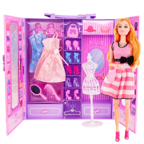 TG71165 PUPPE + PUPPENGARDEROBE + KLEIDUNG SCHUHE GESCHENKSET ZUBEHÖR