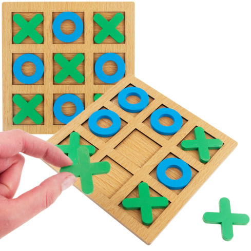 TG71381 Wooden Tic-Tac-Toe Game for Kids: Educational Logic Travel Game