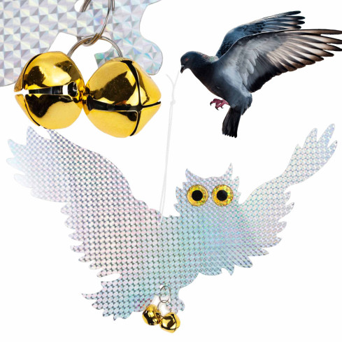 TG71382 TAUBENABWEHR STARLING VÖGEL REFLEKTIERENDE EULE IM FLUG HOLOGRAMM GLOCKEN