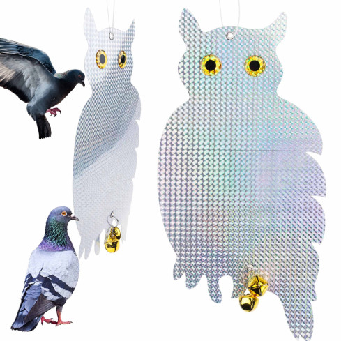 TG71383 Taubenabschreckung Vogelabschreckung reflektierende Eule sitzend HOLOGRAM RINGE