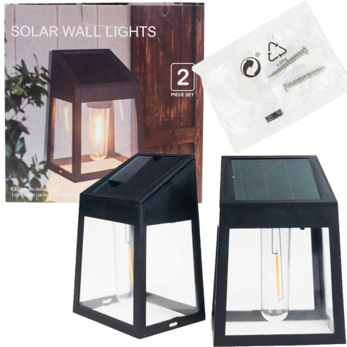 TG71390 SOLÁRNÍ NÁSTĚNNÁ LAMPA NÁSTĚNNÁ LAMPA VEDLA ŽÁROVKU 2KS SOUMRAKOVÝ SENZOR SOLÁRNÍ