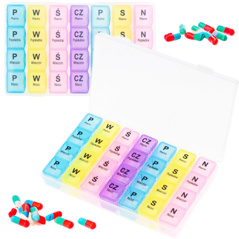 TG71403 MEDIKAMENTENKOFFER PILLENBOX ORGANIZER 7 TAGE WOCHE 4 TAGESZEITEN