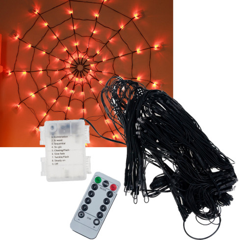 TG73019-1 SPINNENNETZ 70 LED KÜNSTLICHE HALLOWEEN LICHTER ORANGE