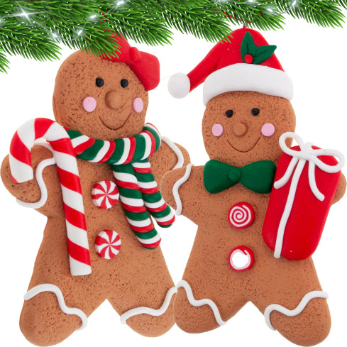 TG73607 Lebkuchenmänner 2tlg. WEIHNACHTSDEKORATION LEBKUCHEN-KUGEL