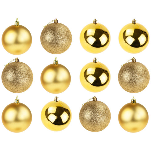 TG74324-3 CHRISTBAUMKUGELN 12 STK. 3CM SET GOLD GLITTER MATT GLITTER FÜR WEIHNACHTSBAUM