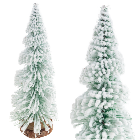 TG75845 Metal and Wood Christmas Tree with a Brushed, Snow-Covered Wire Finish