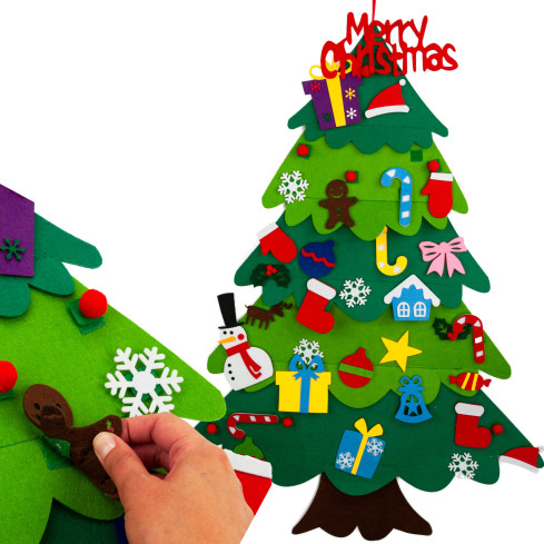 TG76362 FILZ-WEIHNACHTSBAUM MIT SELBSTKLEBENDEN ORNAMENTEN KREATIVER WEIHNACHTSBAUM