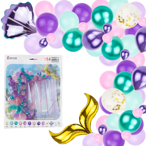 TG76543 BALÓNKOVÁ GIRLANDA MOŘSKÁ PANNA SADA PASTELOVÝCH BALÓNKŮ