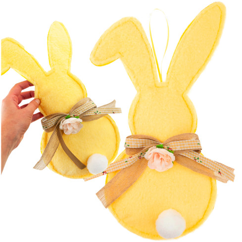 TG76734-2 Hasen-Anhänger, Osterdekoration, Osterhase, gelber Stoff