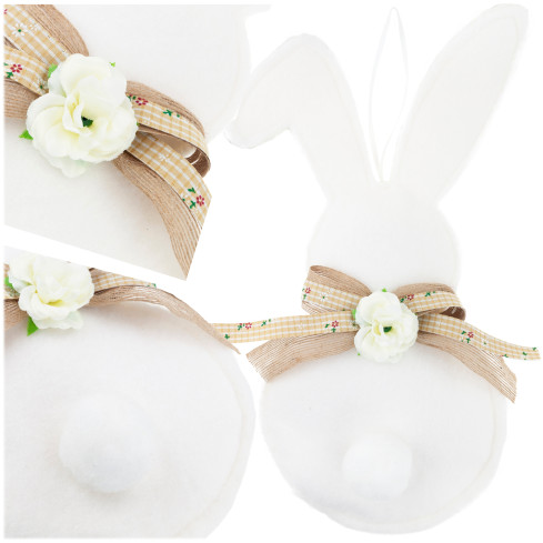 TG76734-1 Hasen-Anhänger, Osterdekoration, Osterhase, weißer Stoff