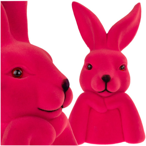 TG76817-4 Velours-Hase, Osterhase, beflockter Hase, Dekoration für einen 27cm großen dekorativen Tafelaufsatz