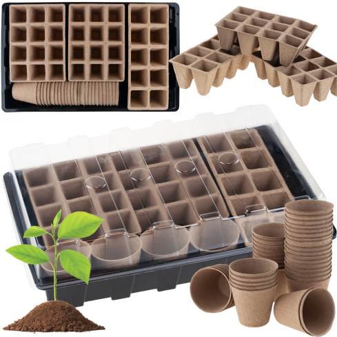 TG77613 Setzlingsset, Mini-Gewächshaus für Setzlinge, Torf-Töpfe