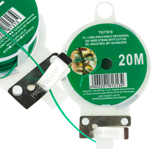 TG77619 Gardening Wire, Gardening Tie, 20-meter Cable with Cutter