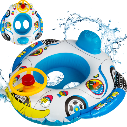 TG77791 Kids' Swimming Ring: Inflatable Car with Steering Wheel