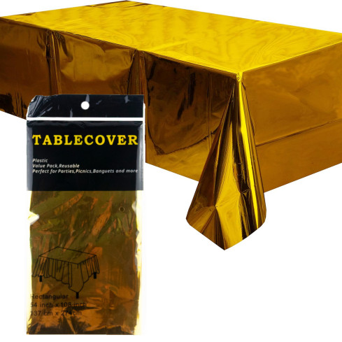 Weihnachtstischdecke, Folie, gold, glänzend, Tischdekoration, 137×274 cm