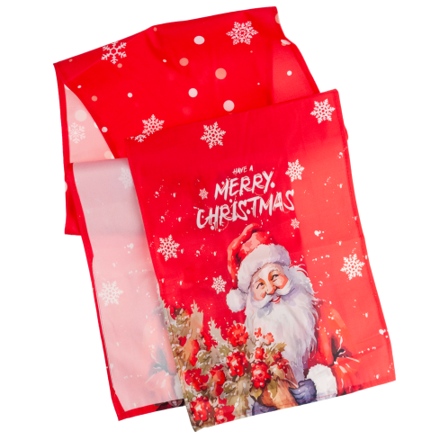 Holiday table runner, tablecloth, featuring Santa Claus, red, 180x33 cm